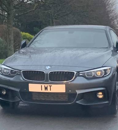 UK Number Plate 1 WT on a 2018 Grey BMW 430