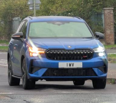 UK Number Plate 1 WV on a 2026 Blue Skoda Kodiaq Vrs Tsi 4x4 S-A