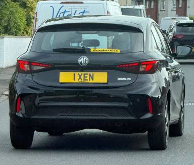 UK Number Plate 1 XEN on a 2026 Black MG 3 Se