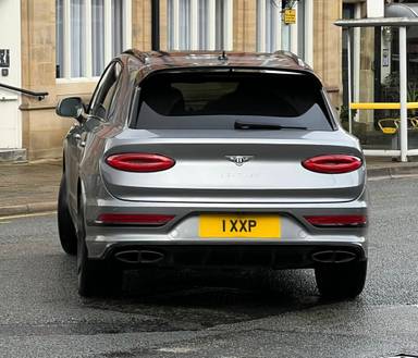 UK Number Plate 1 XXP on a 2023 Grey Bentley Bentayga V8 Azure Auto