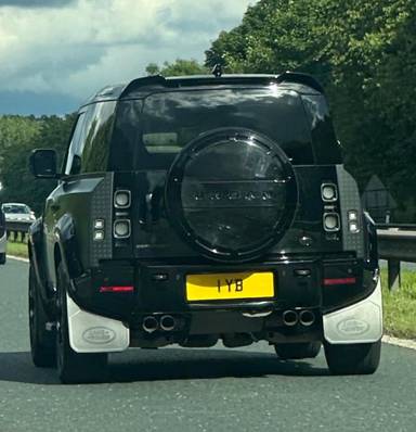 UK Number Plate 1 YB on a 2022 Grey Land Rover Defender V8 Carpathian Ed A