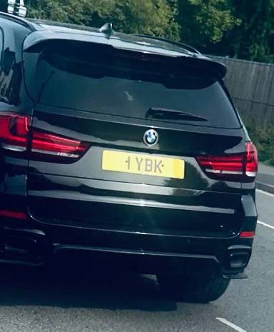 UK Number Plate 1 YBK on a 2018 Black BMW X5