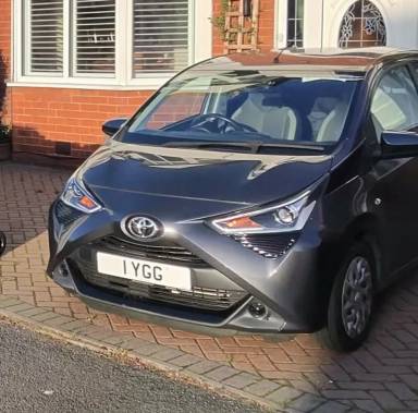 UK Number Plate 1 YGG on a 2021 Grey Toyota Aygo