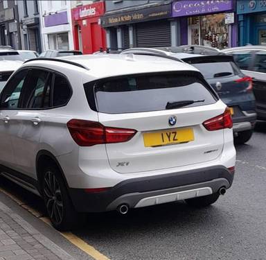 UK Number Plate 1 YZ on a 2019 White BMW X1 Xdrive18d Sport Auto
