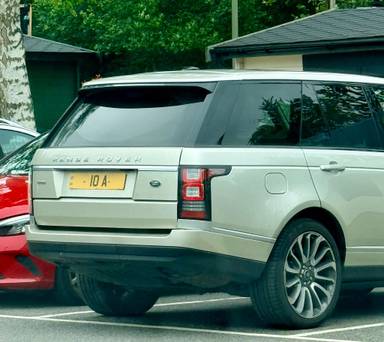 UK Number Plate 10 A on a 2013 Gold Land Rover Range Rover