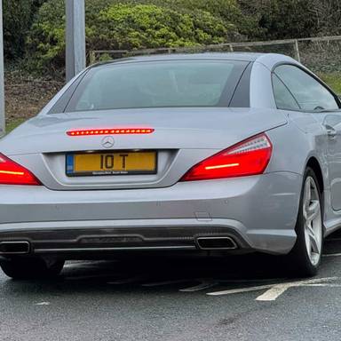 UK Number Plate 10 T on a 2013 Silver Mercedes-Benz SL