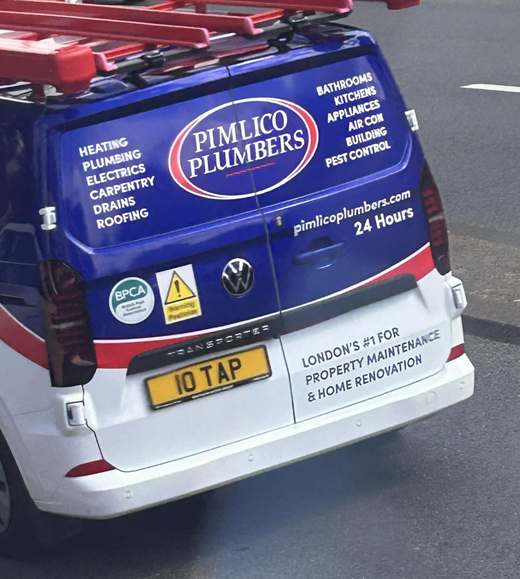 10 TAP number plate – Pimlico Plumbers