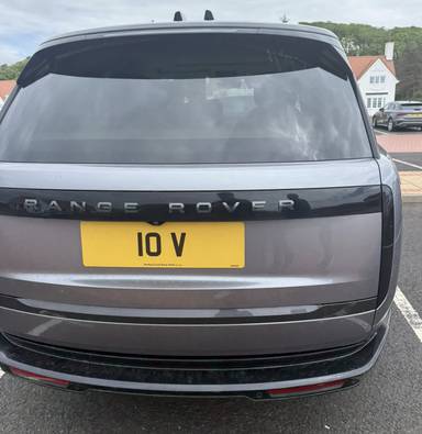 UK Number Plate 10 V on a 2024 Grey Land Rover Range Rover Hse D Mhev Auto