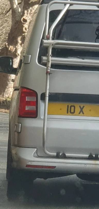 UK Number Plate 10 X on a 2016 Silver Volkswagen Transporter