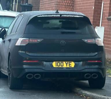 UK Number Plate 100 YE on a 2024 Black Volkswagen Golf R Black Ed Tsi 4motion Sa