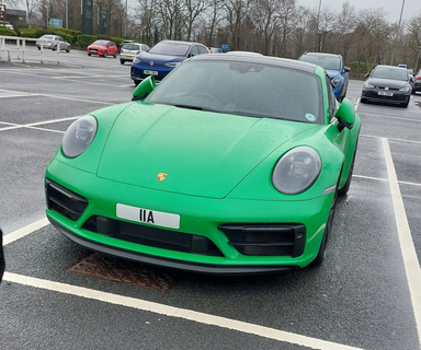 UK Number Plate 11 A on a 2022 Green Porsche 911 Carrera Gts