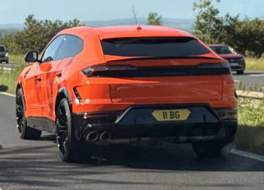 UK Number Plate 11 BG on a 2026 Orange Lamborghini Urus Se Phev Auto
