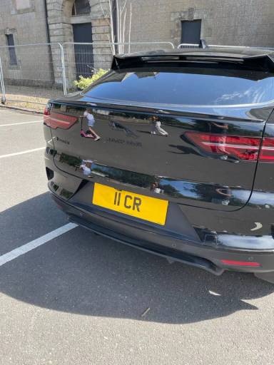 UK Number Plate 11 CR on a 2022 Black Jaguar I-Pace Black
