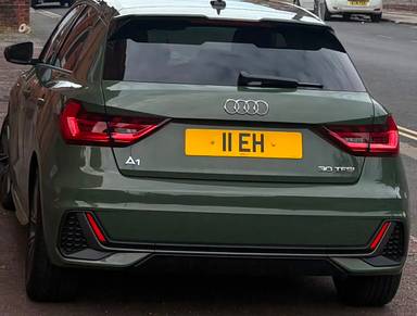 UK Number Plate 11 EH on a 2025 Green Audi A1