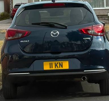 UK Number Plate 11 KN on a 2021 Blue Mazda 2 Gt Sport Nav Mhev