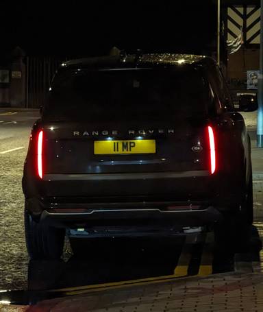 UK Number Plate 11 MP on a 2022 Black Land Rover Range Rover Hse D Mhev Auto
