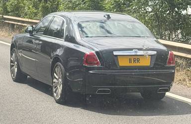 UK Number Plate 11 RR on a 2018 Blue Rolls Royce Ghost