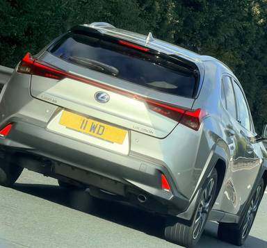 UK Number Plate 11 WD on a 2020 Silver Lexus UX