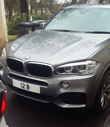 UK Number Plate 12 B on a 2018 Grey BMW X5