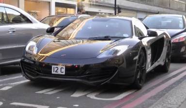 UK Number Plate 12 C on a 2011 Black Mclaren Mp4-12c