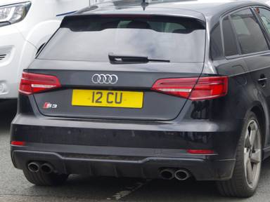 UK Number Plate 12 CU on a 2018 Black Audi A3
