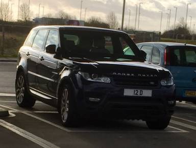 UK Number Plate 12 D on a 2014 Blue Land Rover Range Rover Sport