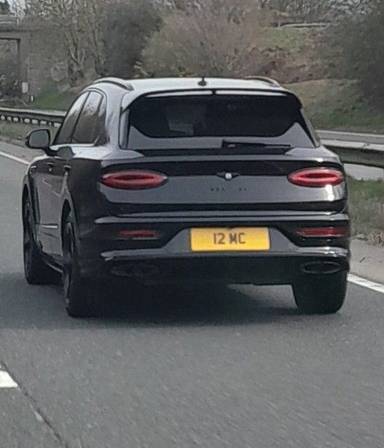 UK Number Plate 12 MC on a 2022 Black Bentley Bentayga