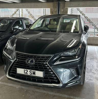 UK Number Plate 12 SM on a 2018 Black Lexus NX