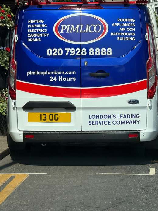 13 OG number plate – Pimlico Plumbers