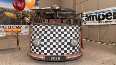 UK Number Plate 13 US on a 1954 Brown Volkswagen Combie