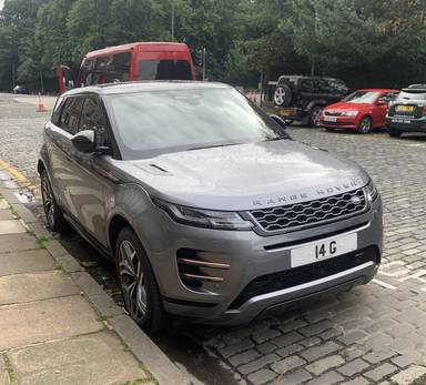UK Number Plate 14 G on a 2022 Grey Land Rover R Rover Evoque R-Dyn Se Phev A