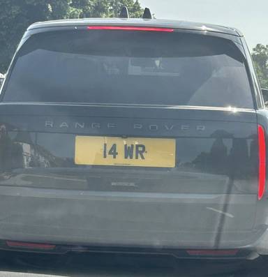 UK Number Plate 14 WR on a 2023 Black Land Rover Range Rover Autobio D Mhev A