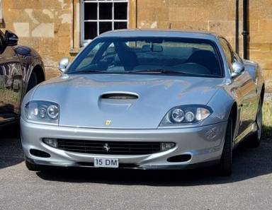 UK Number Plate 15 DM on a 1996 Silver Ferrari 550