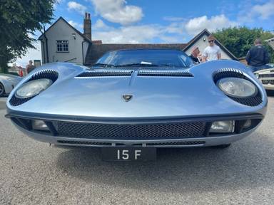 UK Number Plate 15 F on a 1967 Blue Lamborghini Miura P400 Miura