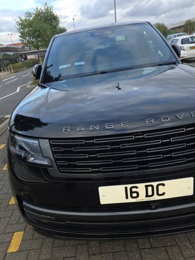 UK Number Plate 16 DC on a 2026 Black Land Rover Range Rover Edition D Mhev A