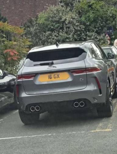UK Number Plate 16 GX on a 2023 Grey Jaguar F-Pace