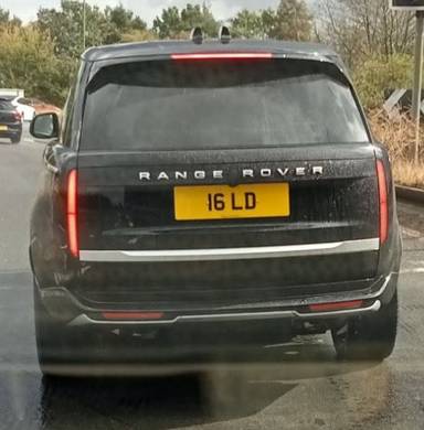 UK Number Plate 16 LD on a 2025 Black Land Rover Range Rover Autobio Mhev Auto
