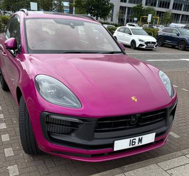 UK Number Plate 16 M on a 2024 Purple Porsche Macan