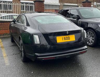 UK Number Plate 16 OD on a 2024 Black Rolls Royce Spectre Ev