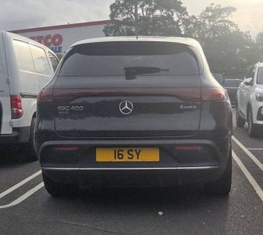 UK Number Plate 16 SY on a 2023 Black Mercedes-Benz Eqc 400 Amg Line Edition 4matc