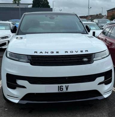 UK Number Plate 16 V on a 2026 White Land Rover Range Rover Sprt Dyn Se Phev A