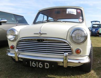 UK Number Plate 1616 D on a 1964 White Morris Mini Cooper S