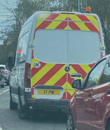 UK Number Plate 17 PM on a 2020 White Mercedes-Benz Sprinter