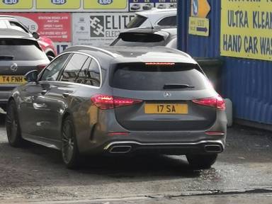 UK Number Plate 17 SA on a 2023 Grey Mercedes-Benz C 220 Amg Line Prem D Mhev A