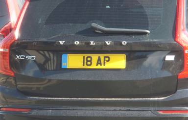 UK Number Plate 18 AP on a 2024 Black Volvo Xc90 + T8 Phev Awd Auto