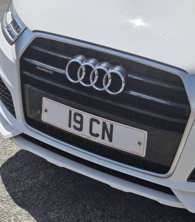 UK Number Plate 19 CN on a 2017 White Audi Q3