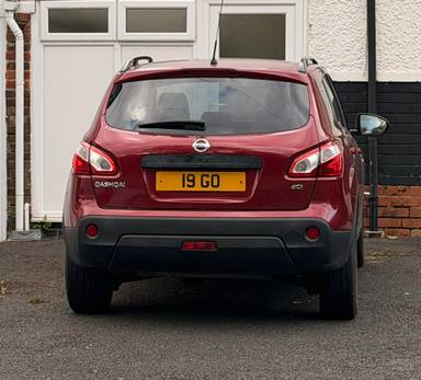 UK Number Plate 19 GO on a 2013 RED Nissan Qashqai