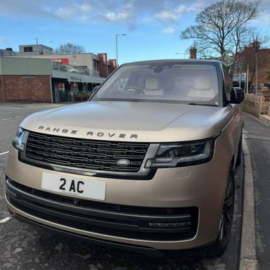 UK Number Plate 2 AC on a 2023 Gold Land Rover Range Rover First Ed Phev Auto