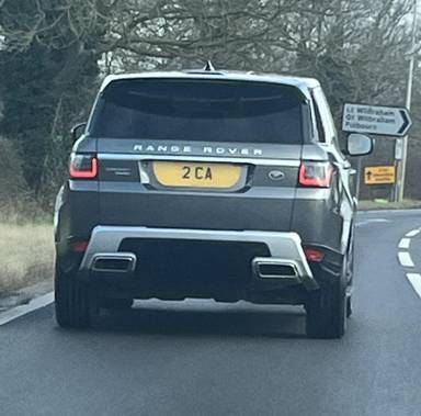 UK Number Plate 2 CA on a 2018 Grey Land Rover Range Rover Sport