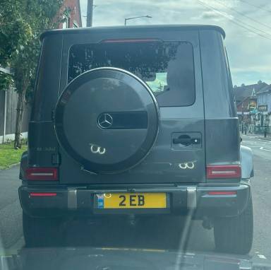 UK Number Plate 2 EB on a 2025 Grey Mercedes-Benz C
